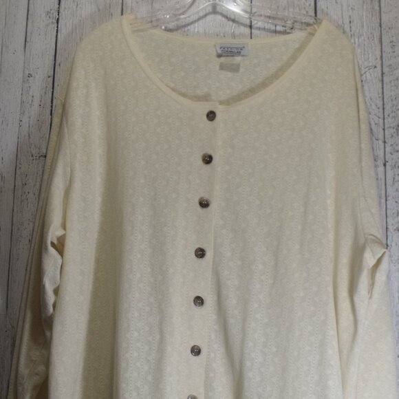 Fashion Formulas Womens Dressy Cream Button Front Tunic Top Size 2X - Picture 2 of 8